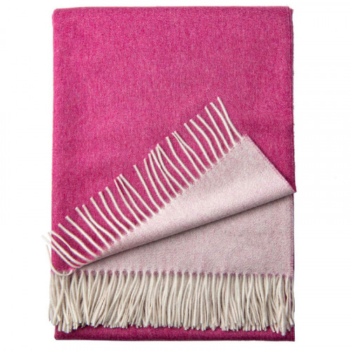 Pure Cashmere Throw With Fringes Fuxia