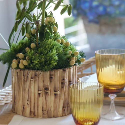 Ceramic Flowerpot Bamboo Natural 