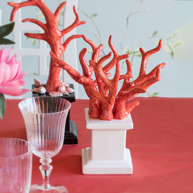 Ceramic Statuette Branch with Coral effect