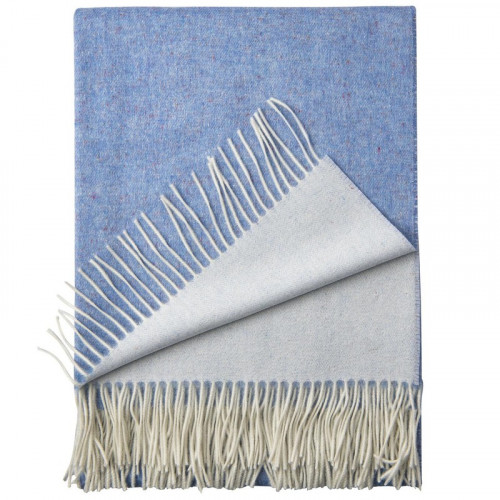 Cashmere Throw With Fringes Sky Blue